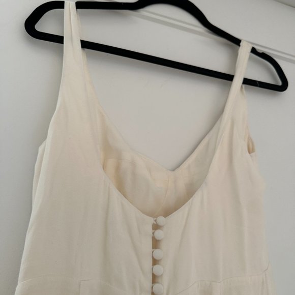 Reformation Lecce Maxi Crepe Dress Sz 4 Ivory Scoop Neck Full Skirt w/ Train - Picture 15 of 15